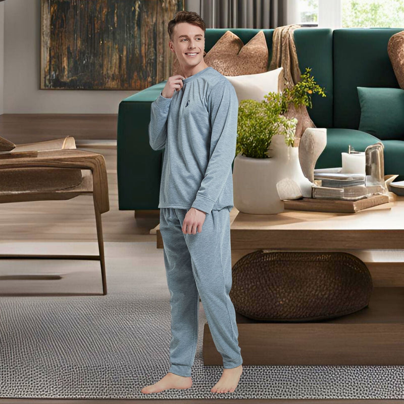 "Cozy Chic: How Pyjama Sets with Gray Cuffed Sleeves and Matching Bottoms Became the Ultimate Self-Care Uniform"