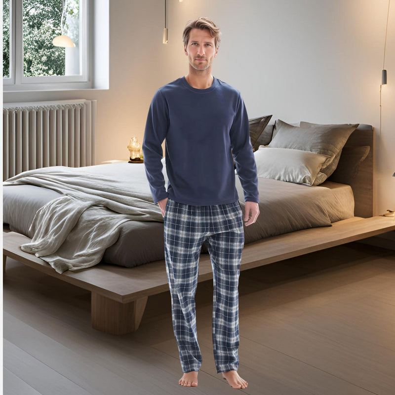 "Cozy Revolution: How Fleece Top Cotton Bottom Navy PJs Are Redefining Comfort" - SaneShoppe