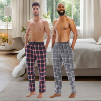 Men's Cotton Flannel Pyjama Bottoms - Lightweight Comfort, Pack of 2