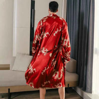 Men's Spring Autumn Silk Thin Style Oversized Long Sleeved Bathrobes
