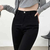Stretch Denim Skinny Jeans for Women Hip Lift Casual Slim Fit Trousers in Black Gray Blue