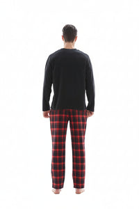 Men's Thermal Fleece Lounge Set with Cozy Check Cotton Pants