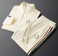 New Fashion Men's Casual Sports Set - Trendy Hoodie & Sweatpants for Spring Autumn and Winter, Side Stripe Knit Design