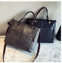 Women's Retro PU Leather Handbag Large Capacity Crossbody Tote Fashionable Shoulder Purse
