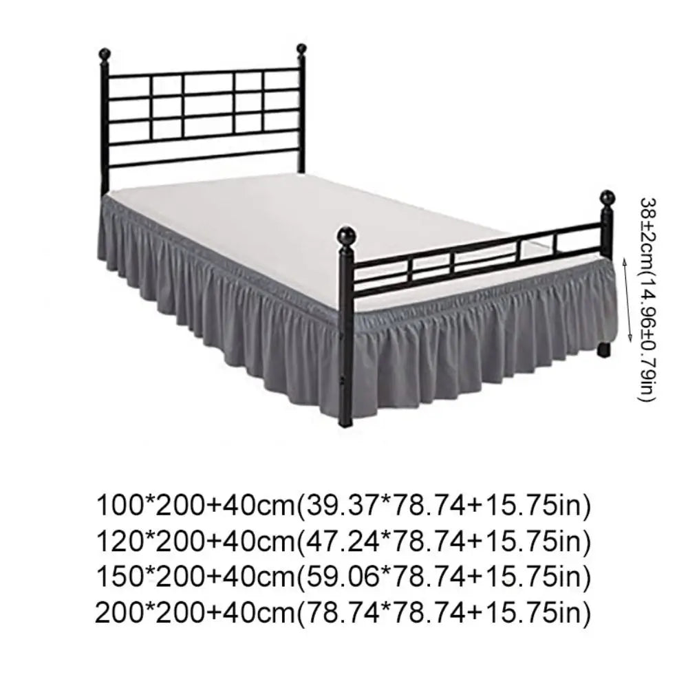 Bed Skirt Ruffles Wrap Around Style Elastic Washable Bed Dust Cover Solid Color Bed Protector for Hotels