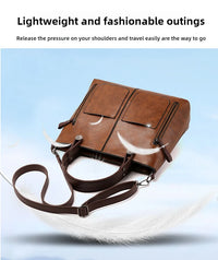 Women's Retro PU Leather Handbag Large Capacity Crossbody Tote Fashionable Shoulder Purse