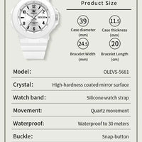 OLEVS Quartz Sports Watch - Digital Simplicity Men's Waterproof Silicone Strap Watch with High Hardness Glass