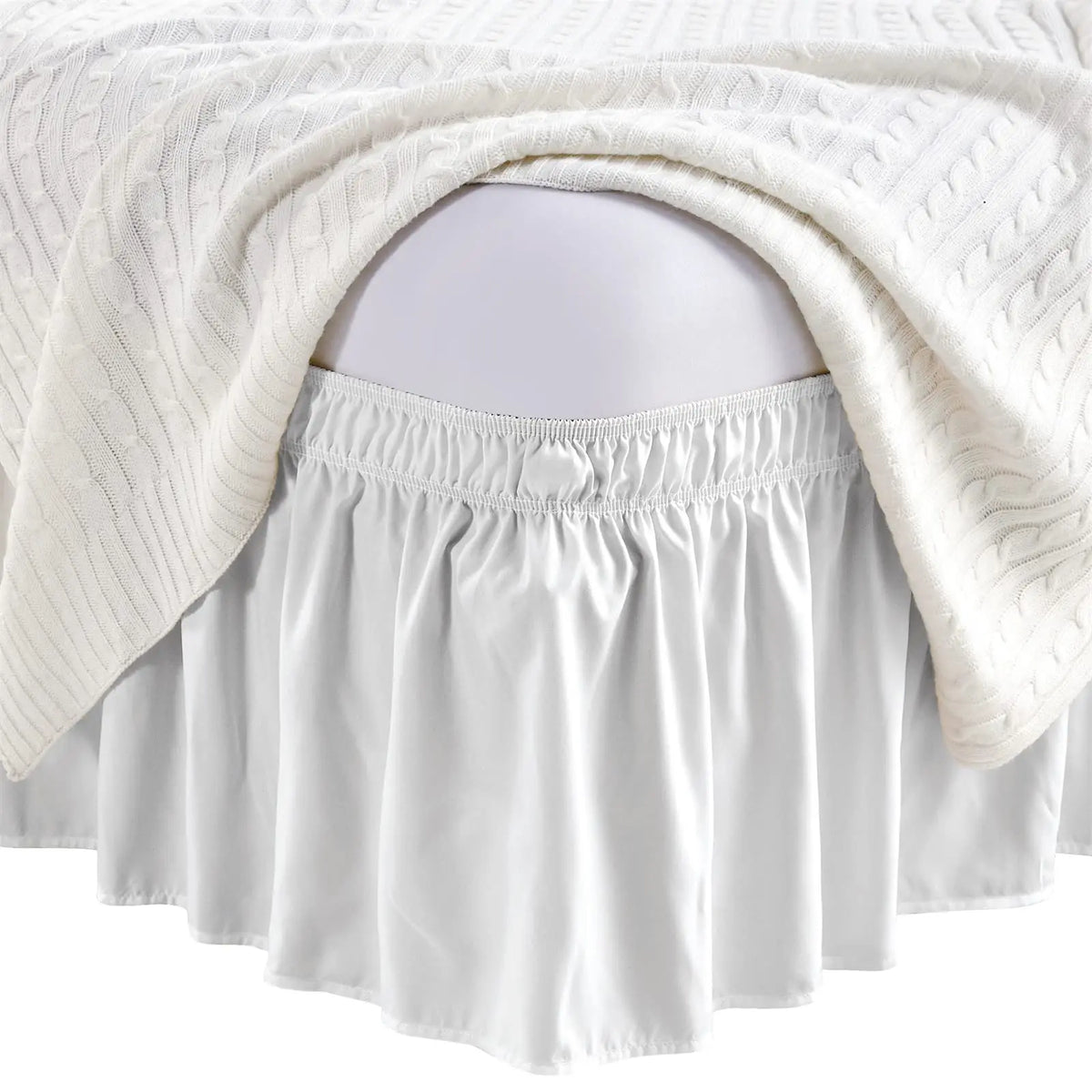 Adjustable Bed Skirt - Elastic Wrap Around, Wrinkle Free & Fade Resistant, Full Size for Women, Men, Kids & Teens Bedding