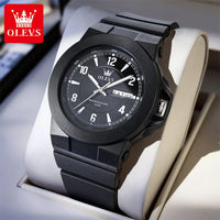 OLEVS Quartz Sports Watch - Digital Simplicity Men's Waterproof Silicone Strap Watch with High Hardness Glass