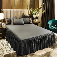 Non-slip Bed Skirt Ruffled Mattress Cover Solid Color Bedspread 1pcs Bedroom Bed Cover