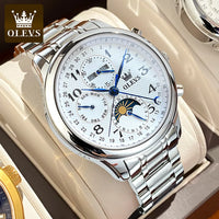 OLEVS Luxury Men Mechanical Watch - Original Digital Moon Phase Waterproof Chronograph Sports Watch