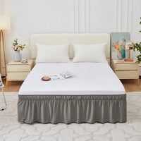 Bed Skirt Ruffles Wrap Around Style Elastic Washable Bed Dust Cover Solid Color Bed Protector for Hotels