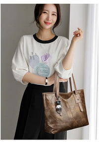 Trendy Large Capacity Tote Bag for Women - Horizontal Square Zipper Single Shoulder Handbag