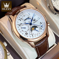 OLEVS Luxury Men Mechanical Watch - Original Digital Moon Phase Waterproof Chronograph Sports Watch