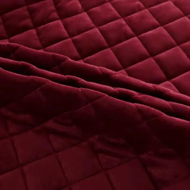 European Luxury Quilted Bed Skirt - Thicken Velvet King Size Winter Bedspread