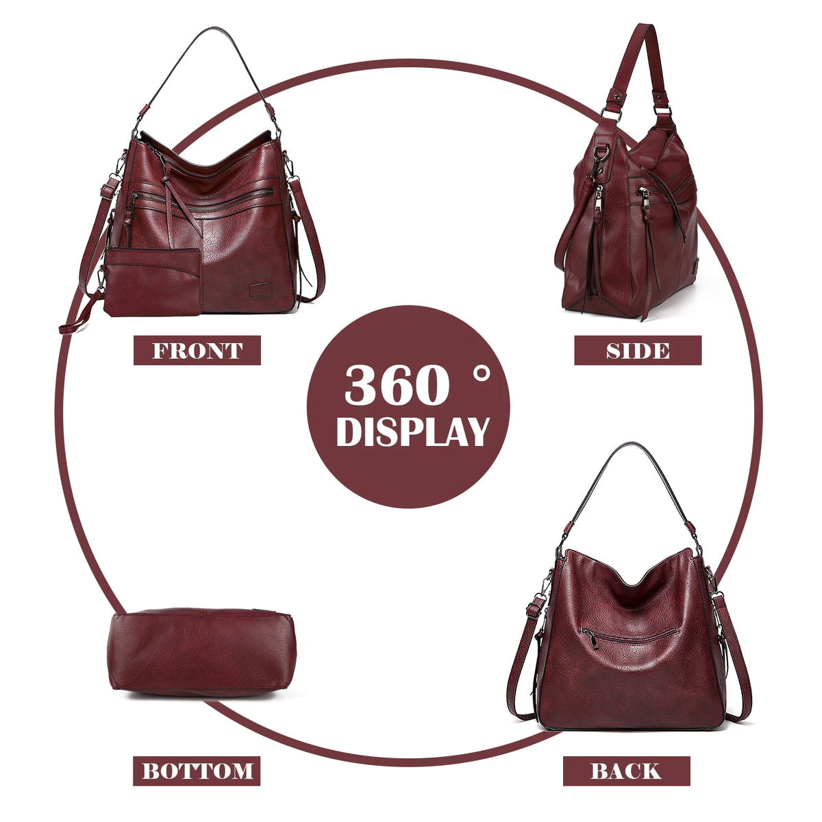 Women Designer Shoulder Bags - Large Leather Shoulder Handbags for Travel & Weekend Outdoor Use