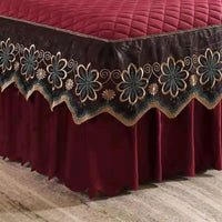 European Luxury Quilted Bed Skirt - Thicken Velvet King Size Winter Bedspread