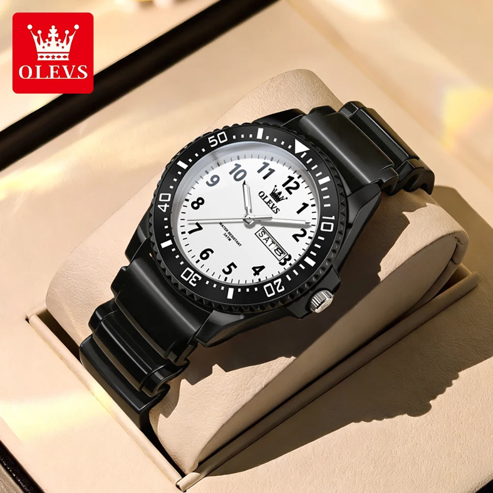 OLEVS 2703 Quartz Movement Watch with Dual Calendar Display, Silicone Strap, 30m Waterproof for Students