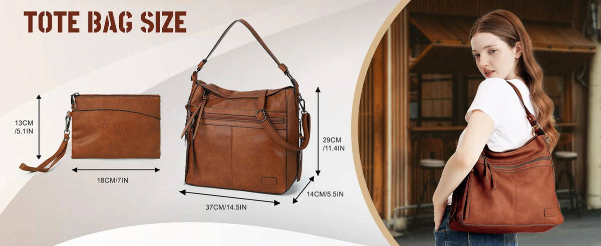 Women Designer Shoulder Bags - Large Leather Shoulder Handbags for Travel & Weekend Outdoor Use