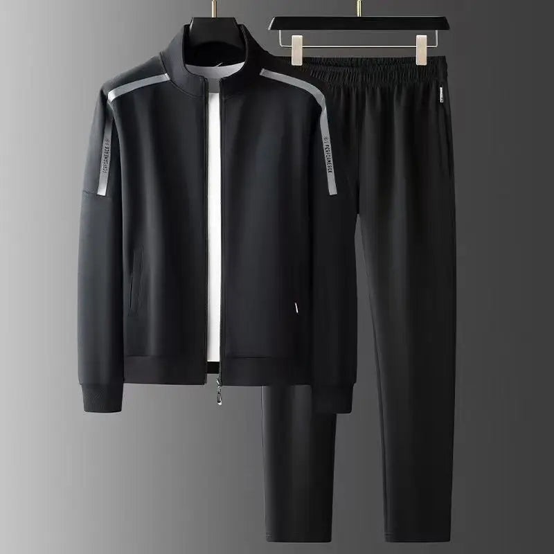 Men's Cotton Sports Suit Set – Stylish Stand Collar Sweatshirt and Casual Cardigan Pants