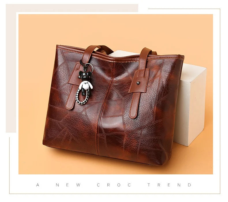 Trendy Large Capacity Tote Bag for Women - Horizontal Square Zipper Single Shoulder Handbag