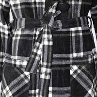 Men's Fleece Dressing Gown - Soft Warm Checkered Pattern