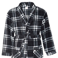 Men's Fleece Dressing Gown - Soft Warm Checkered Pattern