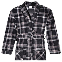 Men's Fleece Dressing Gown - Soft Warm Checkered Pattern