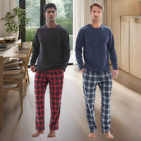 Men's Thermal Fleece Lounge Set with Cozy Check Cotton Pants