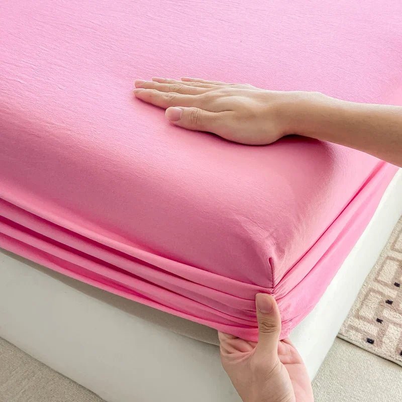 SaneShoppe-Premium Cotton Fitted Bed Sheet with Elastic Band - Single/Double/King/Queen Size