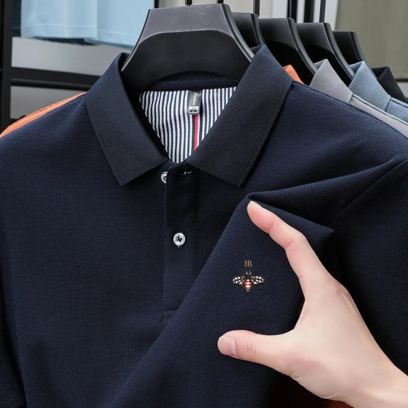 SaneShoppe-Men's Luxury Embroidered Polo Shirt - High-Quality 100% Cotton - Summer Casual Fashion