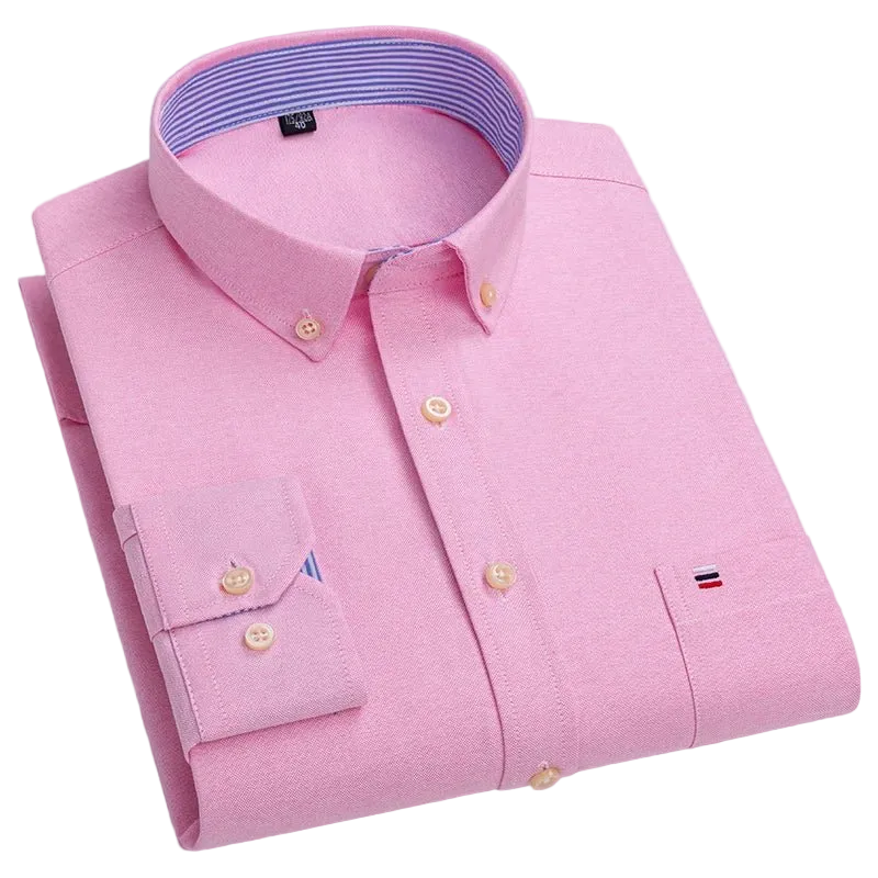 SaneShoppe - 100% Cotton Oxford Men's Shirts Long Sleeves Plaid Soft Regular Fit Formal Dress Shirt Pocket Social Blouse Male Clothes S - 7XL