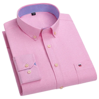 SaneShoppe - 100% Cotton Oxford Men's Shirts Long Sleeves Plaid Soft Regular Fit Formal Dress Shirt Pocket Social Blouse Male Clothes S - 7XL