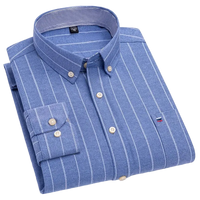 SaneShoppe - 100% Cotton Oxford Men's Shirts Long Sleeves Plaid Soft Regular Fit Formal Dress Shirt Pocket Social Blouse Male Clothes S - 7XL