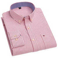 SaneShoppe - 100% Cotton Oxford Men's Shirts Long Sleeves Plaid Soft Regular Fit Formal Dress Shirt Pocket Social Blouse Male Clothes S - 7XL
