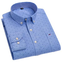 SaneShoppe - 100% Cotton Oxford Men's Shirts Long Sleeves Plaid Soft Regular Fit Formal Dress Shirt Pocket Social Blouse Male Clothes S - 7XL