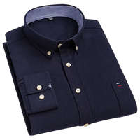 SaneShoppe - 100% Cotton Oxford Men's Shirts Long Sleeves Plaid Soft Regular Fit Formal Dress Shirt Pocket Social Blouse Male Clothes S - 7XL