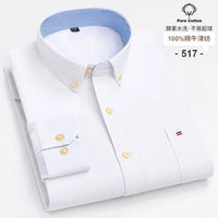 SaneShoppe - 100% Cotton Oxford Men's Shirts Long Sleeves Plaid Soft Regular Fit Formal Dress Shirt Pocket Social Blouse Male Clothes S - 7XL