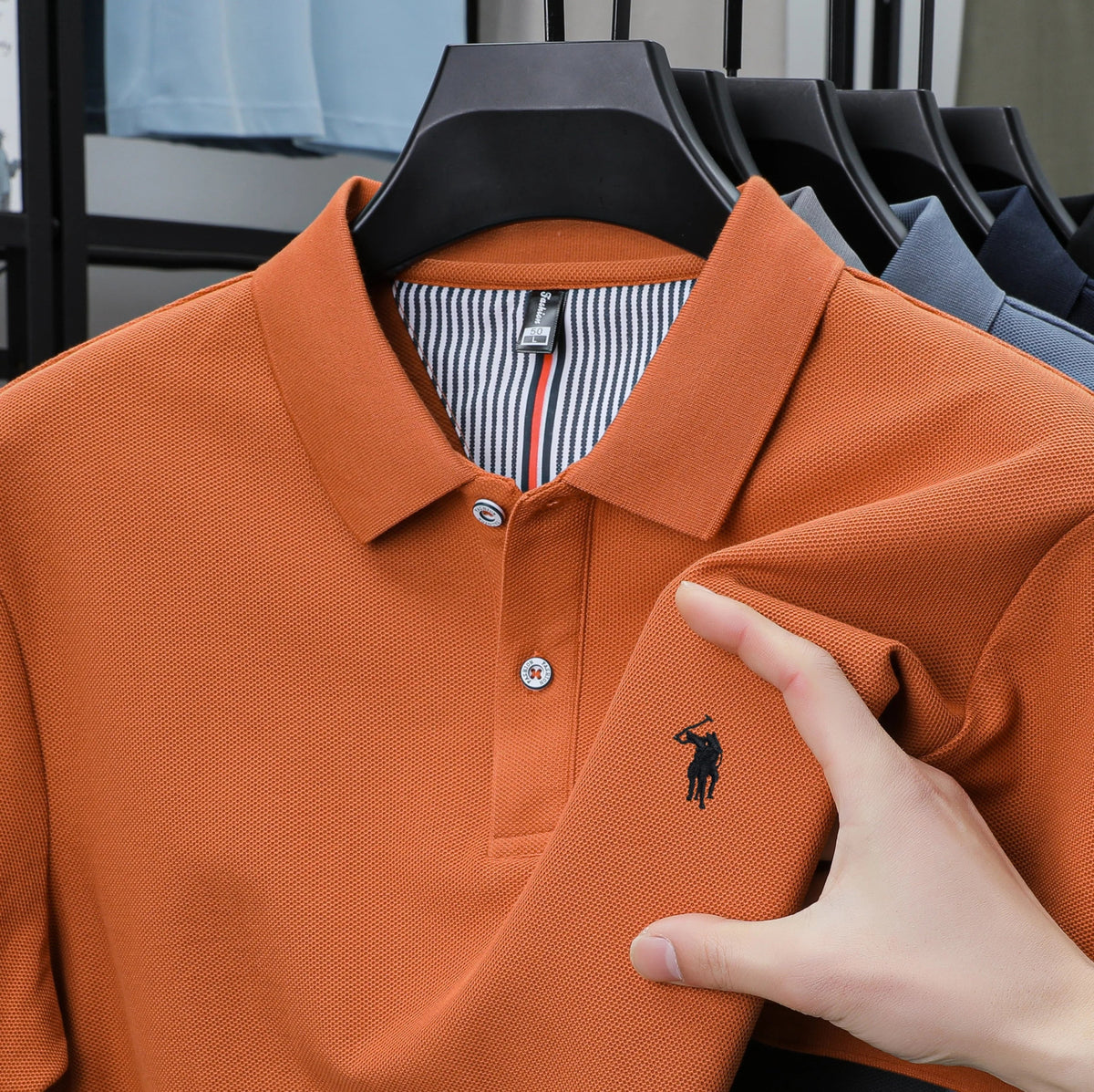 SaneShoppe-Men's High-End Designer Brand 3D Embroidered Polo Tee - 2025 Summer Collection