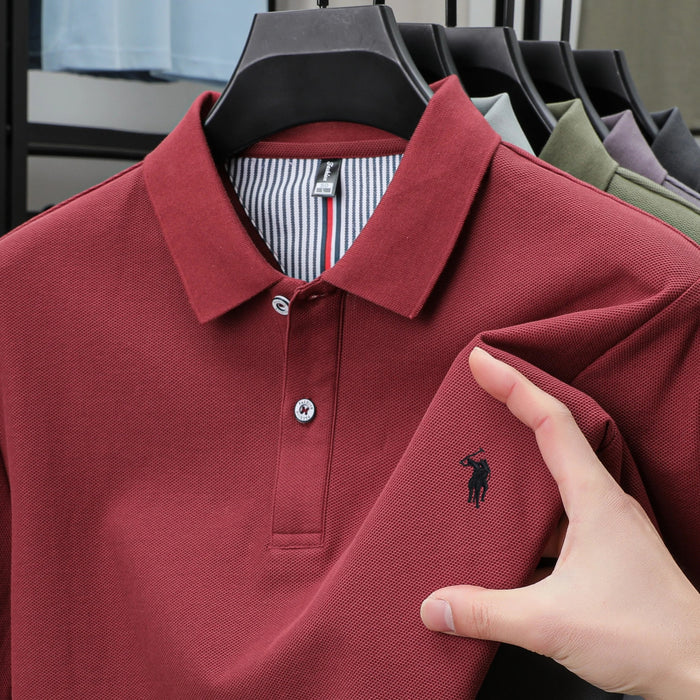 SaneShoppe-Men's High-End Designer Brand 3D Embroidered Polo Tee - 2025 Summer Collection