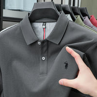 SaneShoppe-Men's High-End Designer Brand 3D Embroidered Polo Tee - 2025 Summer Collection