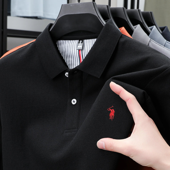SaneShoppe-Men's High-End Designer Brand 3D Embroidered Polo Tee - 2025 Summer Collection