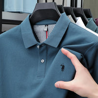 SaneShoppe-Men's High-End Designer Brand 3D Embroidered Polo Tee - 2025 Summer Collection