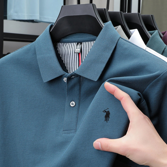 SaneShoppe-Men's High-End Designer Brand 3D Embroidered Polo Tee - 2025 Summer Collection