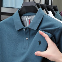 SaneShoppe-Men's Paul Pony Embroidered POLO Shirt - 100% Cotton Striped Summer Top