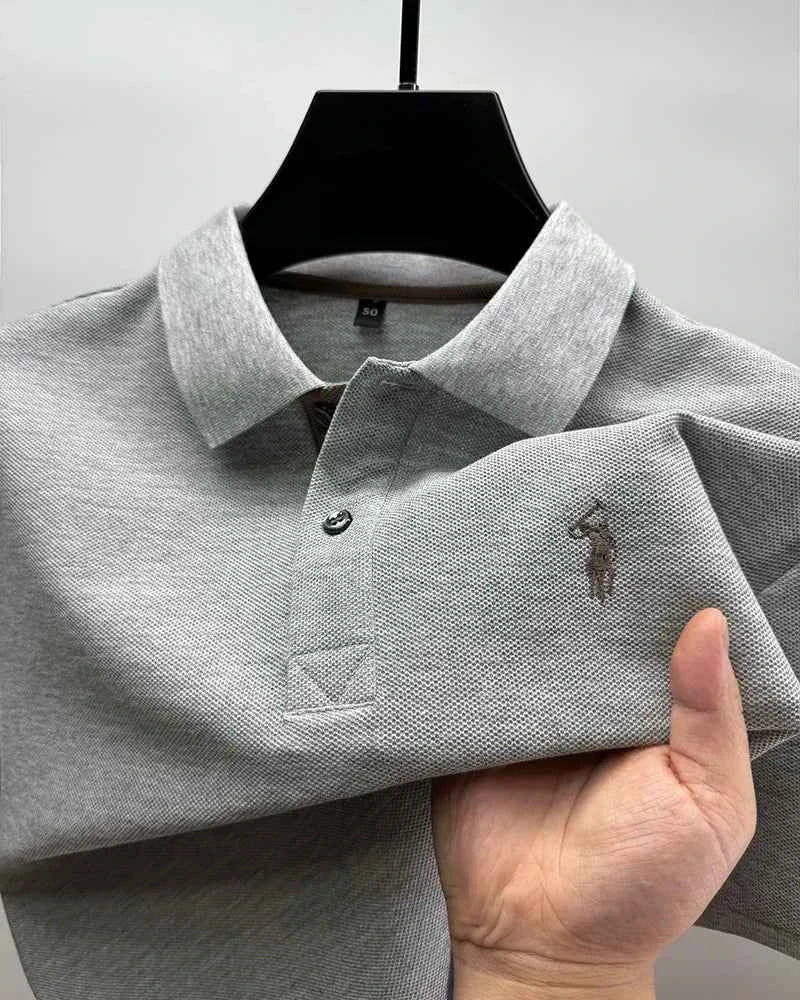 SaneShoppe-Luxury Men's Cotton Polo Shirt with Embroidered Horse Logo