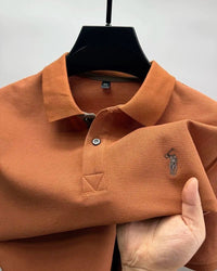 SaneShoppe-Luxury Men's Cotton Polo Shirt with Embroidered Horse Logo