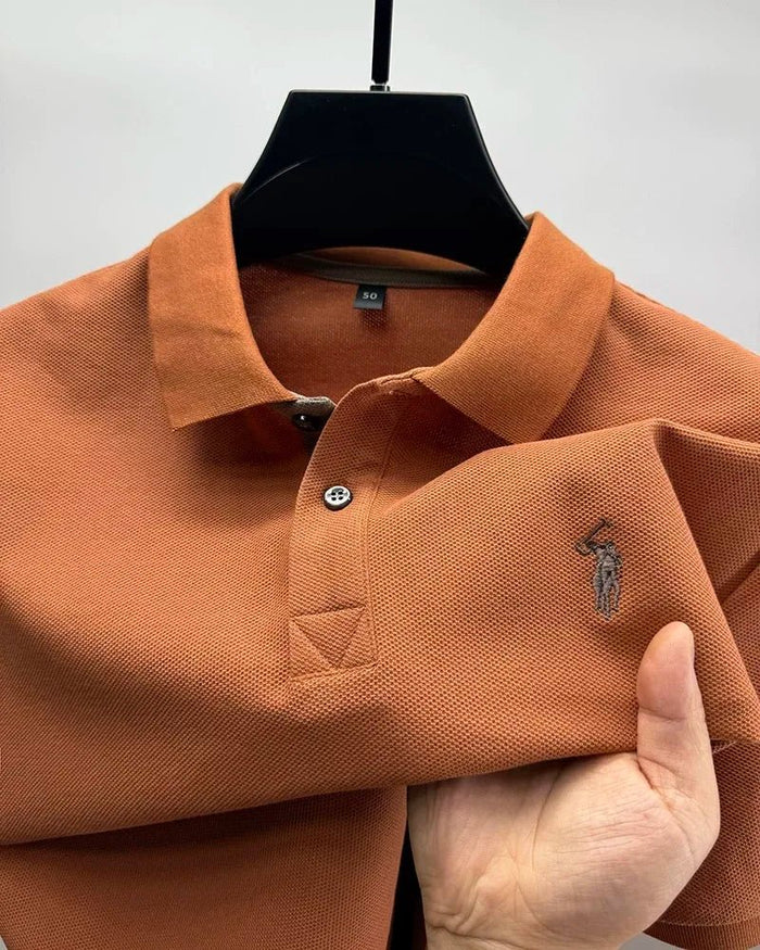 SaneShoppe-Luxury Men's Cotton Polo Shirt with Embroidered Horse Logo