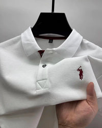 SaneShoppe-Luxury Men's Cotton Polo Shirt with Embroidered Horse Logo