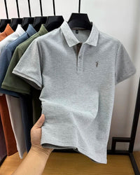 SaneShoppe-Luxury Men's Cotton Polo Shirt with Embroidered Horse Logo